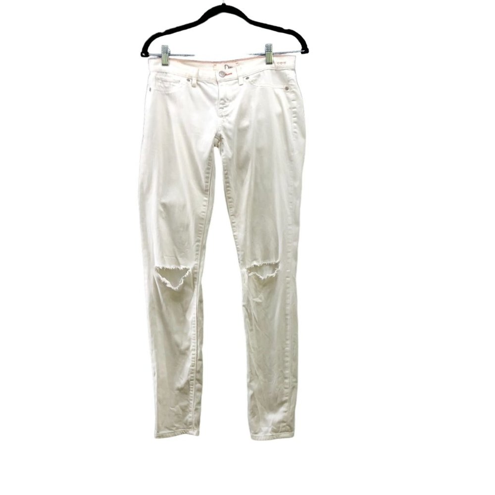 Dittos Womens Legging Low Rise Jeans White Ripped Knee Distressed Size 26 Skinny